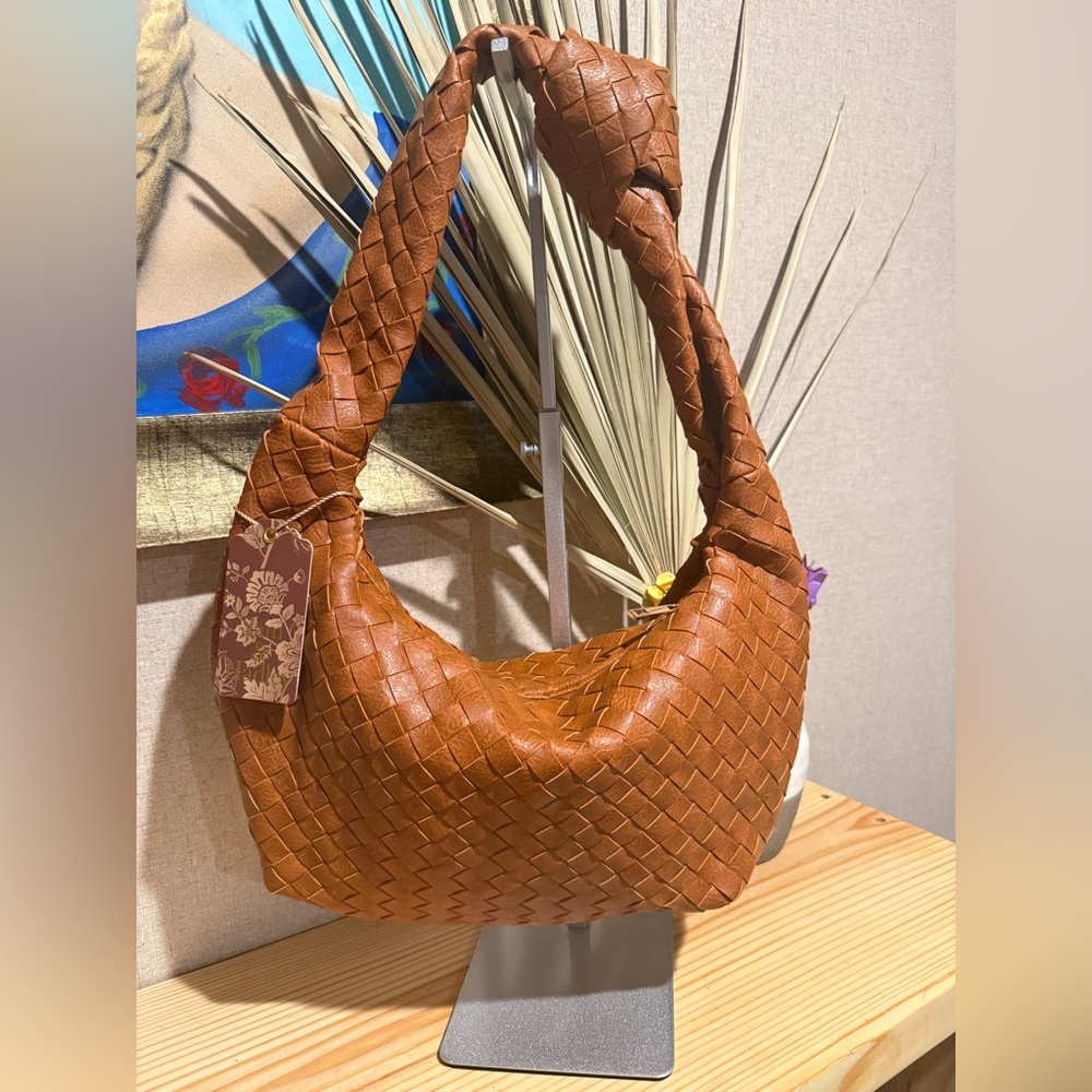 Sam and Hadley. Brown Woven Hobo Bag